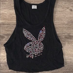 Crystal playboy cropped tank